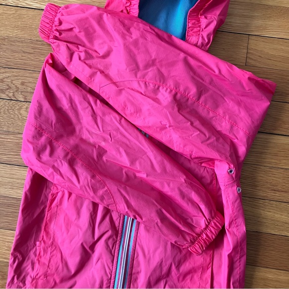 L.L. Bean Pink Blue Gorpcore Spring Hooded Full Zip Rain Wind Coat Jacket 5-6 - Picture 3 of 5